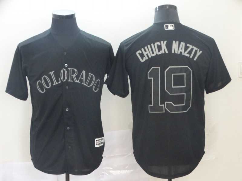Rockies 19 Charlie Blackmon Chuck Nazty Black 2019 Players' Weekend Player Jersey,We sell and wholesale Rockies 19 Charlie Blackmon Chuck Nazty Black 2019 Players' Weekend Player Jersey on line form chian!